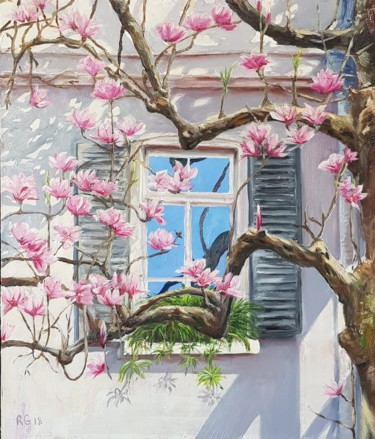 Painting titled "Весна в Испании/spr…" by Regina Grauberger, Original Artwork, Oil