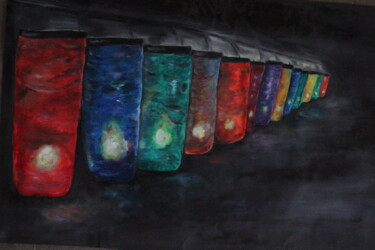 Pintura intitulada "Vesak lanterns" por Nilanga Ranasinghe, Obras de arte originais, Óleo