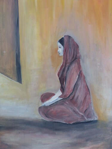 Malerei mit dem Titel "lady" von Nilanga Ranasinghe, Original-Kunstwerk, Öl
