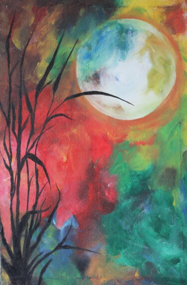 Картина под названием "Full moon light" - Nilanga Ranasinghe, Подлинное произведение искусства, Акрил