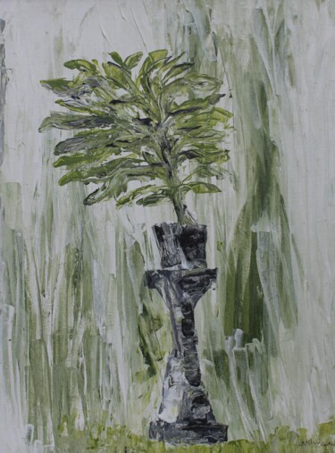 Painting titled "Plant in house" by Nilanga Ranasinghe, Original Artwork, Acrylic