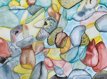 Painting titled "Glass Rocks" by Nancy Riedell, Original Artwork, Watercolor