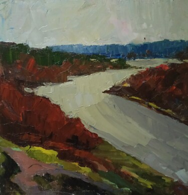 Malerei mit dem Titel "Осень над Окою" von Nina Silaeva, Original-Kunstwerk, Öl