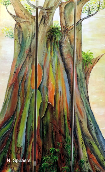 Pintura titulada "Tronc d'eucalyptus…" por Nicole Spiraers, Obra de arte original, Acrílico
