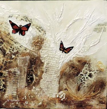 Painting titled "L'effet papillon 2" by Nicole Spiraers, Original Artwork, Acrylic Mounted on Wood Stretcher frame