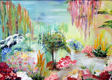 Pintura titulada "Mes jardins en déli…" por Nicole Spiraers, Obra de arte original, Acrílico Montado en Bastidor de camilla…