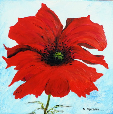 Painting titled "Coquelicot 5" by Nicole Spiraers, Original Artwork, Acrylic Mounted on Wood Stretcher frame