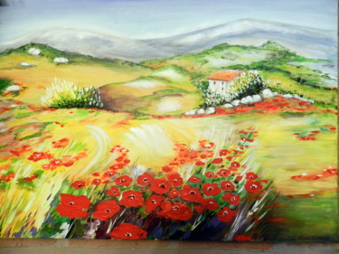 Painting titled "Passion coquelicot" by Nicole Spiraers, Original Artwork, Acrylic Mounted on Wood Stretcher frame