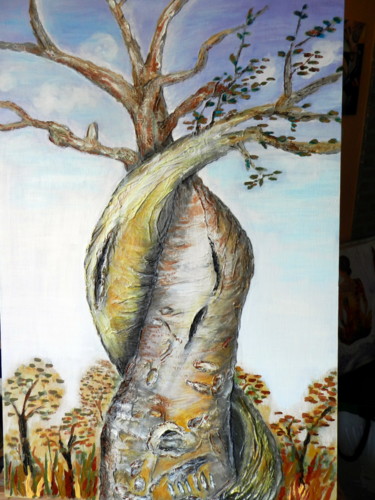 Schilderij getiteld "La danse des baobabs" door Nicole Spiraers, Origineel Kunstwerk, Acryl