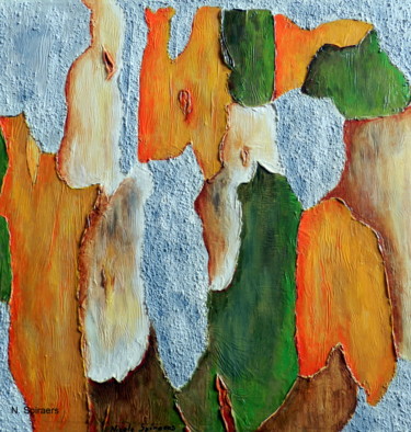Peinture intitulée "Ecorce du camélia d…" par Nicole Spiraers, Œuvre d'art originale, Acrylique
