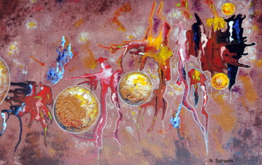 Painting titled "Un monde étrange" by Nicole Spiraers, Original Artwork, Acrylic