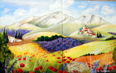 Painting titled "Un jour en Provence" by Nicole Spiraers, Original Artwork, Acrylic