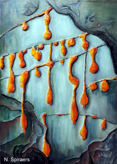 Peinture intitulée "Ecorce de l'arbre à…" par Nicole Spiraers, Œuvre d'art originale, Acrylique