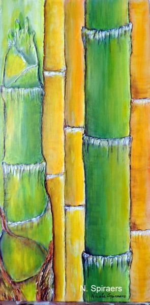 Peinture intitulée "Bambous 2" par Nicole Spiraers, Œuvre d'art originale, Acrylique