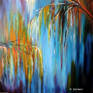 Painting titled "Pluie de septembre" by Nicole Spiraers, Original Artwork, Acrylic Mounted on Wood Stretcher frame