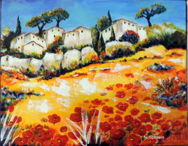 Painting titled "On dirait le Sud 2" by Nicole Spiraers, Original Artwork, Acrylic Mounted on Wood Stretcher frame
