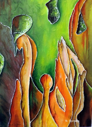 Painting titled "Ecorce d'eucalyptus" by Nicole Spiraers, Original Artwork, Acrylic