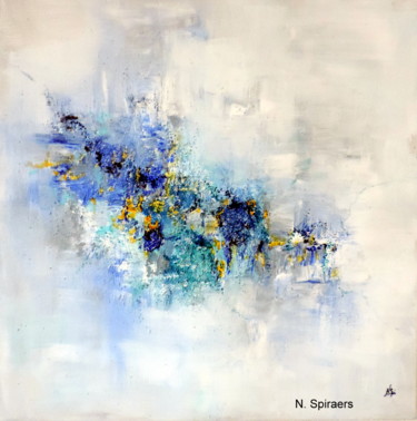 Painting titled "Azur 1" by Nicole Spiraers, Original Artwork, Acrylic Mounted on Wood Stretcher frame