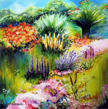 Painting titled "Délire Floral" by Nicole Spiraers, Original Artwork, Acrylic