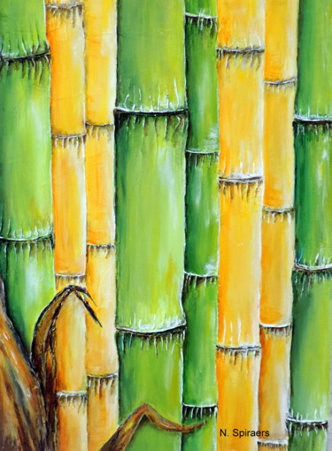 Peinture intitulée "Bambous" par Nicole Spiraers, Œuvre d'art originale, Acrylique