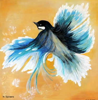 Peinture intitulée "Fais comme l'oiseau…" par Nicole Spiraers, Œuvre d'art originale, Acrylique Monté sur Châssis en bois
