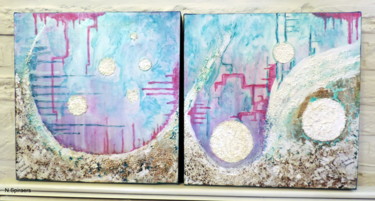 Peinture intitulée "Turquoise 1 et 2" par Nicole Spiraers, Œuvre d'art originale, Acrylique