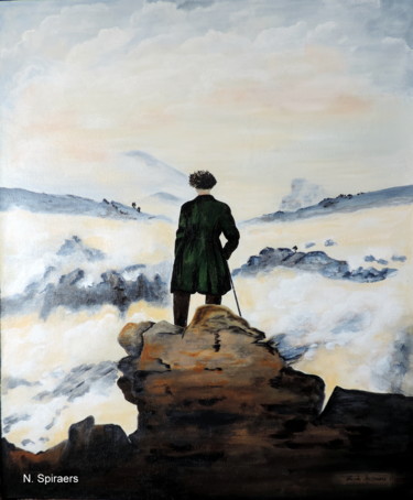 Peinture intitulée "Le voyageur contemp…" par Nicole Spiraers, Œuvre d'art originale, Acrylique