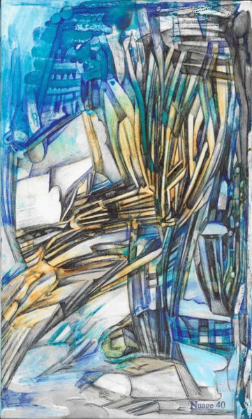 Dessin intitulée "Laboratoire en poud…" par Nuage 40, Œuvre d'art originale, Stylo à bille