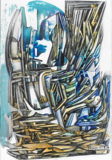 Dessin intitulée "la structure contre…" par Nuage 40, Œuvre d'art originale, Stylo à bille