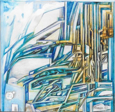 Dessin intitulée "Le chemin hors champ" par Nuage 40, Œuvre d'art originale, Stylo à bille