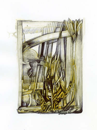 Zeichnungen mit dem Titel "Archi-teXture" von Nuage 40, Original-Kunstwerk, Kugelschreiber