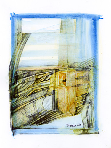 Zeichnungen mit dem Titel "L'horizon dans le r…" von Nuage 40, Original-Kunstwerk, Kugelschreiber