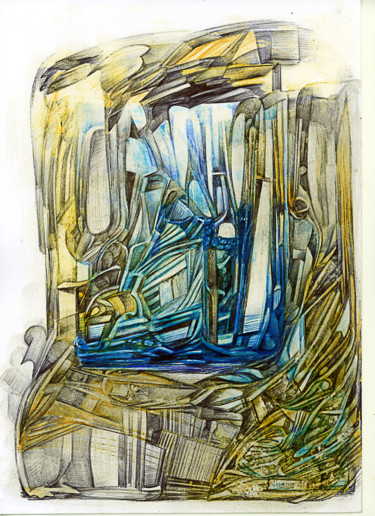 Drawing titled "Du Rythm au Blues" by Nuage 40, Original Artwork, Ballpoint pen