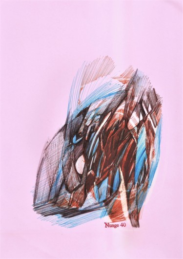 Dessin intitulée "ENCLUME APPRENANT à…" par Nuage 40, Œuvre d'art originale, Stylo à bille