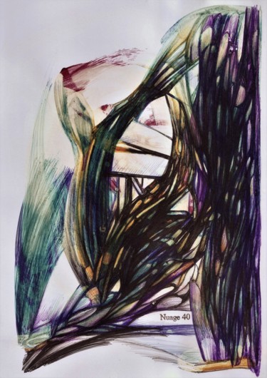 Dessin intitulée "LA CRISE SANS TÊTE" par Nuage 40, Œuvre d'art originale, Stylo à bille