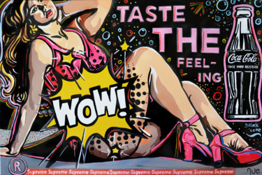 Painting titled "Body_WOW_Cocacola" by Antonella Castrovillari, Original Artwork, Acrylic Mounted on Wood Stretcher frame