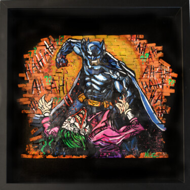 Painting titled "Batman vs Joker 3D…" by Antonella Castrovillari, Original Artwork, Acrylic Mounted on Other rigid panel