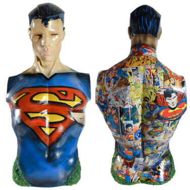 Skulptur mit dem Titel "Superman mannequin" von Antonella Castrovillari, Original-Kunstwerk, Acryl