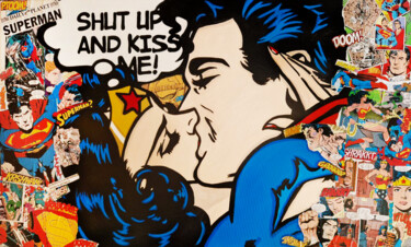 Painting titled "Shut up and kiss me" by Antonella Castrovillari, Original Artwork, Acrylic Mounted on Wood Stretcher frame