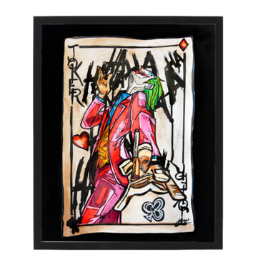 Painting titled "Joker Poker Card" by Antonella Castrovillari, Original Artwork, Acrylic Mounted on Other rigid panel