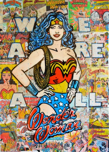 Painting titled "we are all wonder w…" by Antonella Castrovillari, Original Artwork, Acrylic Mounted on Wood Stretcher frame