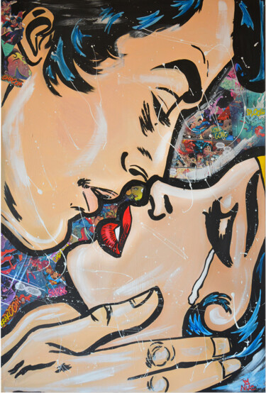 Painting titled "Pop Lover" by Antonella Castrovillari, Original Artwork, Acrylic Mounted on Wood Stretcher frame