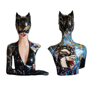 Escultura intitulada "Catwoman mannequin" por Antonella Castrovillari, Obras de arte originais, Acrílico