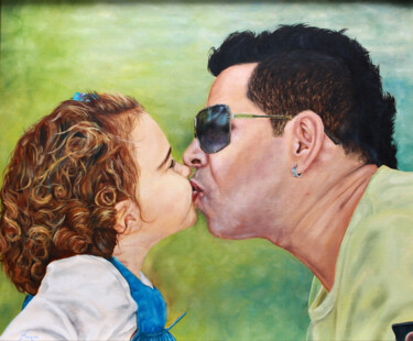 Painting titled "O BEIJO" by Nuno Duque, Original Artwork, Oil