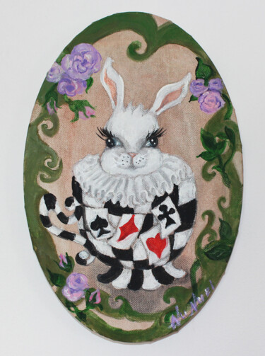 Картина под названием "White Rabbit" - Nunuel, Подлинное произведение искусства, Акрил