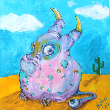 Schilderij getiteld "Pink Monster" door Nunuel, Origineel Kunstwerk, Acryl