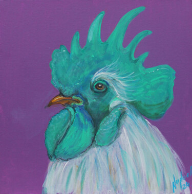Painting titled "Rooster" by Nunuel, Original Artwork, Acrylic