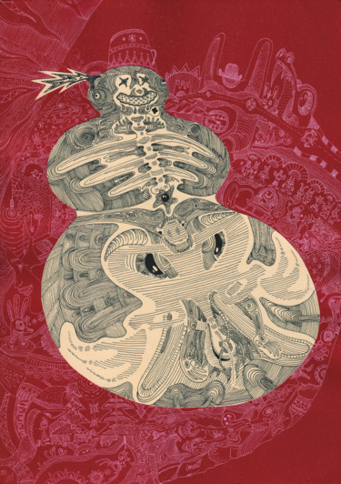 Dibujo titulada "Murder of the Snowm…" por Onza, Obra de arte original, Tinta