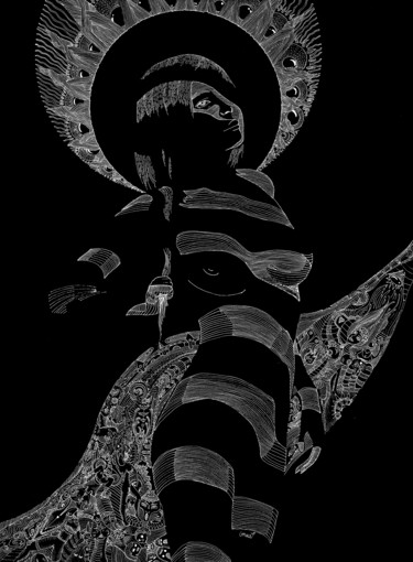 Рисунок под названием "Zebra from Foam of…" - Onza, Подлинное произведение искусства, Чернила