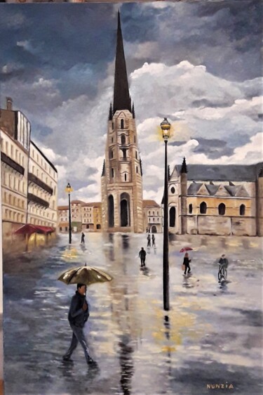 Pintura titulada "Jour de pluie" por Nunzia Alfano Bounakhla, Obra de arte original, Oleo